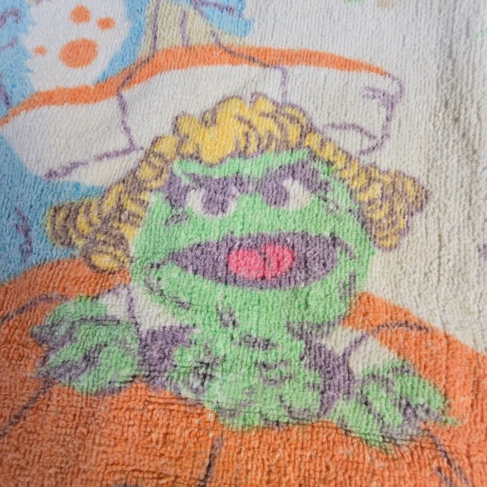 Vintage Sesame Street Bath Towel Big Bird Oscar 24x41 USA 70s 80s Retro Children